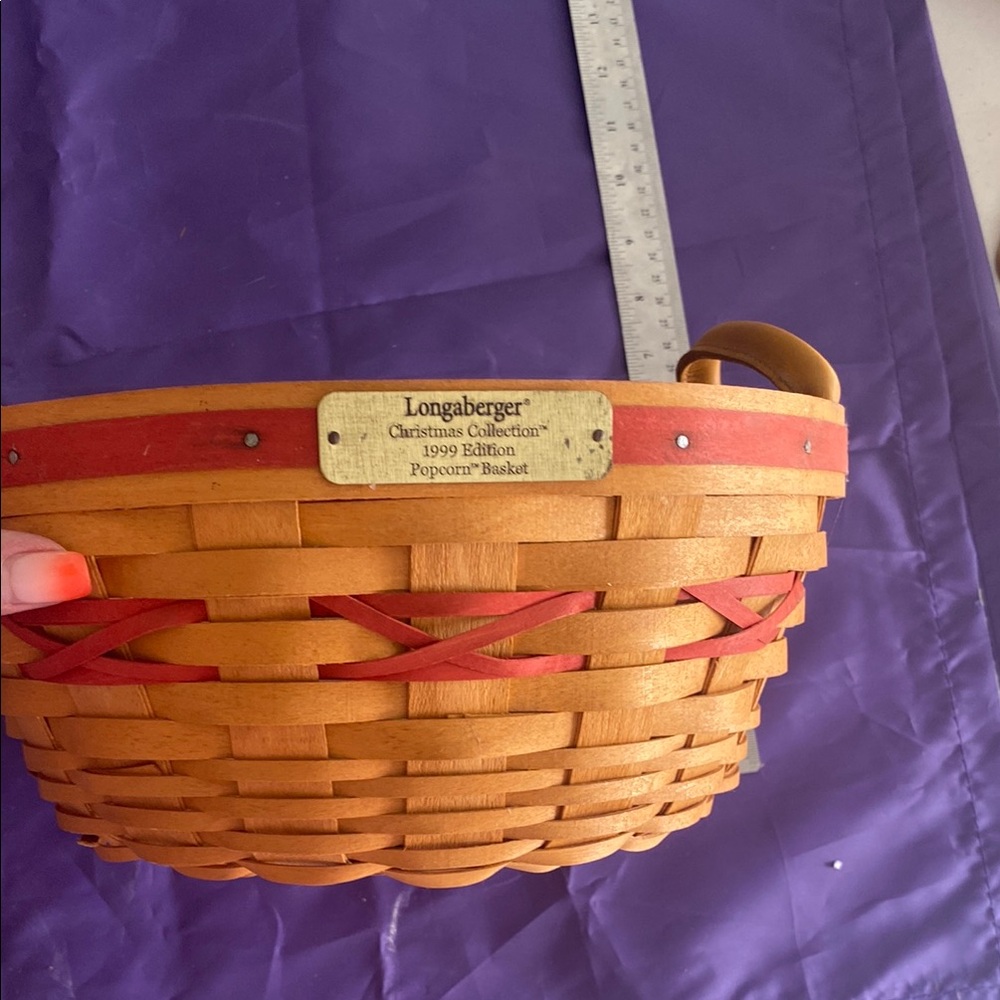 Longaberger Basket with Red and Brown Weave